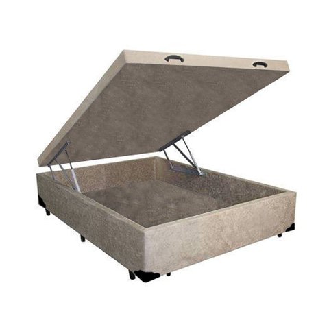 Base Box Baú Casal Luxo Blindado AColchoes Suede Bege 49x138x188