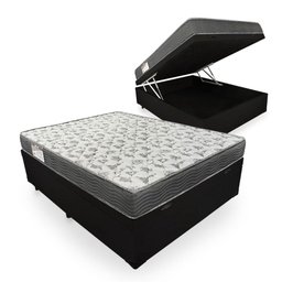 Cama Box Com Baú Viúva Blindado + Colchão De Espuma D33 - Ortobom - iso 100 128cm Preto - 1