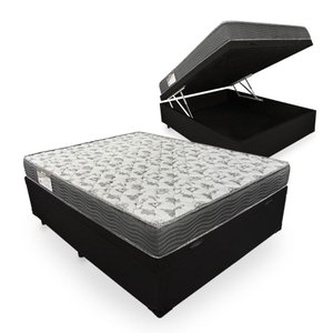 Cama Box Com Baú Viúva Blindado + Colchão De Espuma D33 - Ortobom - iso 100 128cm Preto