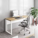 Ver imagem 1 de Escrivaninha Mesa Escritório Diretor com Caixa de Tomadas 150cm Industrial Macadâmia e Branco