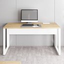 Ver imagem 4 de Escrivaninha Mesa Escritório Diretor com Caixa de Tomadas 150cm Industrial Macadâmia e Branco