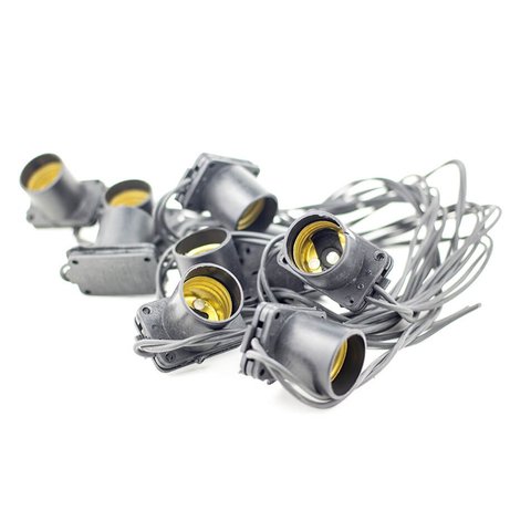 Varal de Lâmpadas - Cordão de Luz 10m + 10 Soquete E27 - Preto