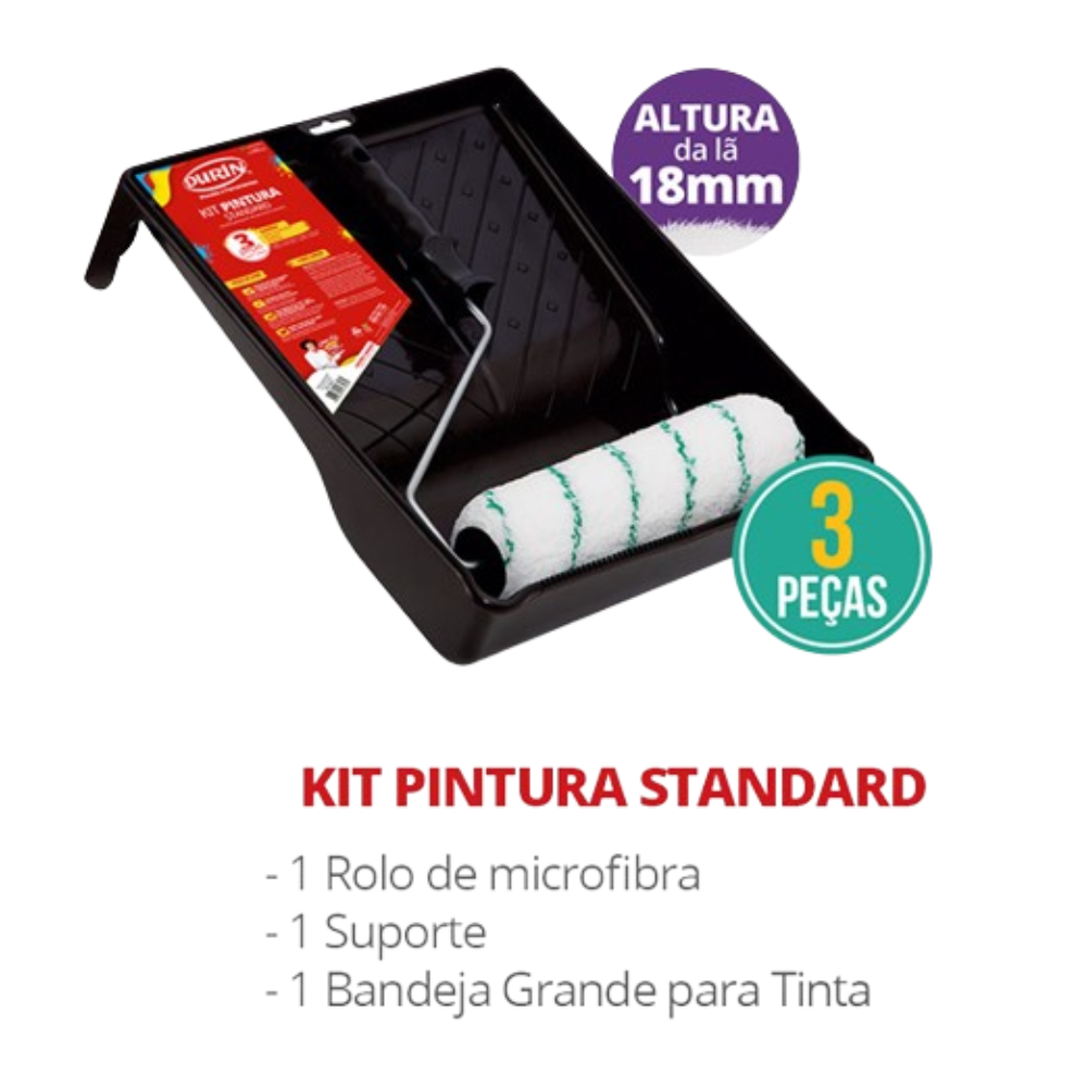 Kit Pintura Standard 3 Peças Suporte, Rolo 23cm e Bandeja Durín - 2