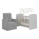Ver imagem 2 de Berço com Colchão e Poltrona de Amamentação Olaf Multimóveis MP4087 Branco/Cinza