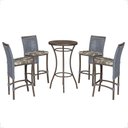 Ver imagem 1 de Mesa Bistrô e 4 Banquetas Roma Marrom Corda Náutica Estofado 6 Trama Original