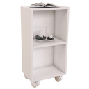 Ver imagem 2 de Mesa de Cabeceira Branca de Madeira com Rodas 60cm