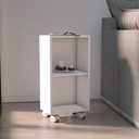 Ver imagem 1 de Mesa de Cabeceira Branca de Madeira com Rodas 60cm