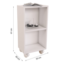 Ver imagem 3 de Mesa de Cabeceira Branca de Madeira com Rodas 60cm