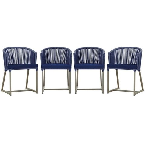 4 Cadeiras de Jantar Noronha Fendi Corda Náutica E10 Trama Azul