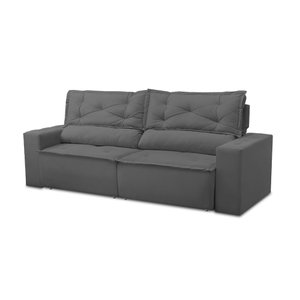 Sofá Retrátil e Reclinável 3 lugares com Molas 1,80m Laura Suede Cinza Madelina