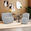 Ver imagem 2 de Poltrona e Namoradeira Orgânica Molly Bouclê Cinza Claro - Desk Design