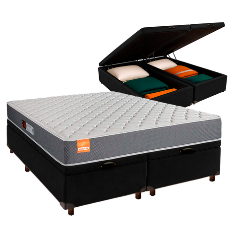 Cama Box Bau Blindado Queen + Colchão D23 Pro Inducol
