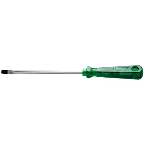 Chave fenda ponta chata 10x350 mm haste em aco cromo vanadio cabo injetado em pvc verde -