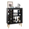 Aparador Buffet Bar com Adega Prateleira e Nicho Retrô Sonatta Para Sala Pequena - Preto - 4