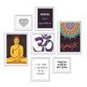 Conjunto Kit 7 Quadros Buda Encontre seu Equilíbrio Com Frases Moldura Branca - Oppen House Quadros - 2