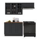 Ver imagem 2 de Cozinha Modulada 3 Peças Balcão com Tampo Armário Aéreo com Vidro 100% MDF com Rodapé Bari Chumbo