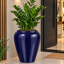 Ver imagem 1 de Vaso de Fibra de Vidro Bali U 71cm Vitrificado Grande Azul Noturno