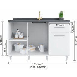 Balcao Larissa Pop 1,20 514 Branco Moveis Parana - 2