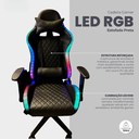 Ver imagem 7 de Cadeira Gamer LED RGB Ergonômica Reclinável Apoio Lombar