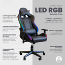Ver imagem 6 de Cadeira Gamer LED RGB Ergonômica Reclinável Apoio Lombar