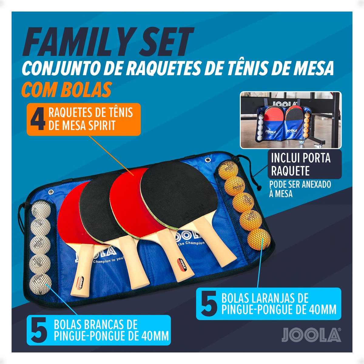Conjunto de Raquetes de Tênis de Mesa Family Set - Maleta com 4 Raquetes e 10 Bolas - 2