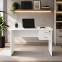 Ver imagem 1 de Escrivaninha com Gaveteiro SUSPENSO120CM X 60cm Home Office Pés Painel F5 Office Cor:Branco