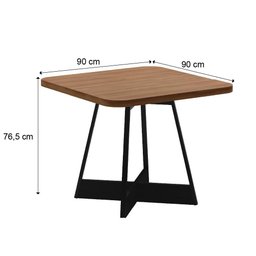 Mesa de Jantar Átria Quadrada 4 Lugares 90x90cm Pés Metal Np Cor:nogal com Preto - 3