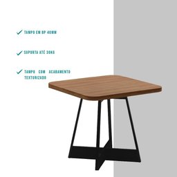 Mesa de Jantar Átria Quadrada 4 Lugares 90x90cm Pés Metal Np Cor:nogal com Preto - 5