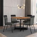 Ver imagem 1 de Mesa de Jantar Átria Quadrada 4 Lugares 90x90cm Pés Metal Np Cor:nogal com Preto