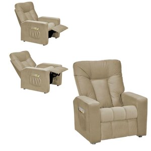 Poltrona de Descanso do Papai Reclinável em Suede Bege Xtz - Larbelle