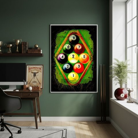 Quadro Decorativo Bolas de Sinuca-70x50cm Mold Branca