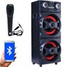 Caixa Som Amplificada Bluetooth 1000W Rms Mp3 Fm USB SD Aux LED Bivolt Aca 1001 Preta + 1 Microfone - 1