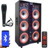 Caixa Som Amplificada Bluetooth 3000W Rms 6 Subwoofer LED Microfone Bivolt Amvox Aca 3000 Paredão - 1