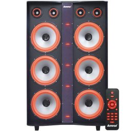 Caixa Som Amplificada Bluetooth 3000W Rms 6 Subwoofer LED Microfone Bivolt Amvox Aca 3000 Paredão - 2