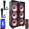 Caixa Som Amplificada Bluetooth 3000W Rms 6 Subwoofer LED 2 Microfones Bivolt Amvox Aca 3000 Pared - 1