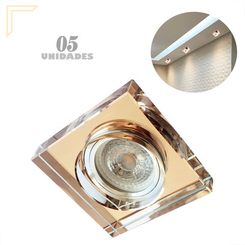 5 Spot Cristal Rose Espelhado Embutir Mr16 Corredor Lup66
