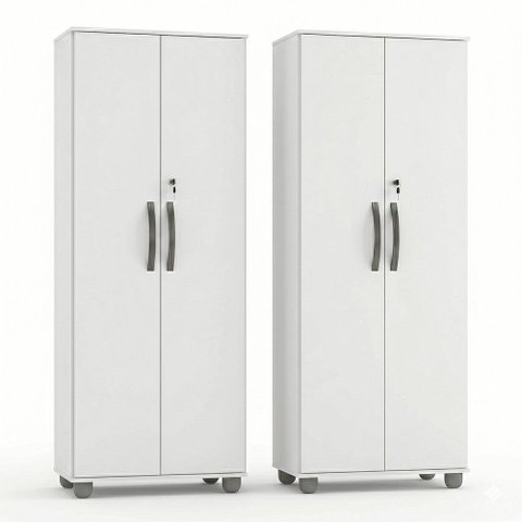 Kit 2 Armários Multiuso Caio 2 Portas com Chave  Armário para Lavanderia