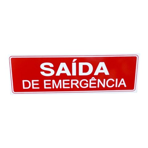 Placa de Sinalização Saida de Emergencia 10x30 Cm Vermelha