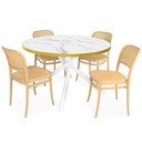 Ver imagem 1 de Conjunto Mesa de Jantar Redonda Solaris Branca 120cm com 4 Cadeiras Roma - Nude