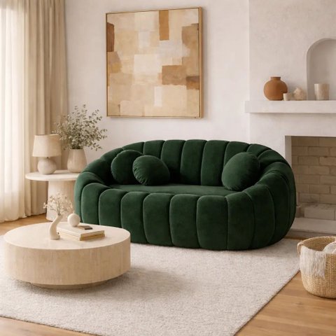 Namoradeira Concha Decorativa 190cm Sala Suede:verde/liso