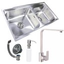 Ver imagem 1 de Cuba Dupla 7742 Escovada+Torneira Paris Gourmet Inox Guimmis