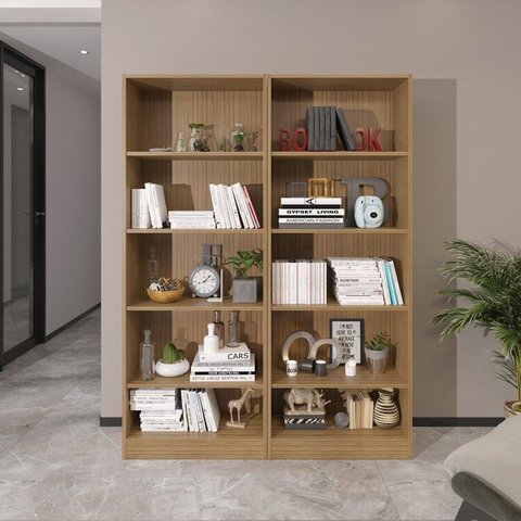 Kit 2 Estantes Multiuso com 10 Prateleiras com Amplo Espaço Espresso Móveis Marrom/Amêndoa