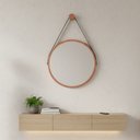 Ver imagem 2 de Espelho Redondo Adnet Decorativo Suspenso com Alça 50cm + Suporte Cobre com Alça Preta