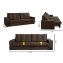 Ver imagem 3 de Sofá Retrátil e Reclinável 3 Lugares 2,50m com Molas Madrid Suede Marrom Mirra Decor