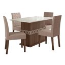 Ver imagem 7 de Conjunto Sala de Jantar Mesa Agata 4 Cadeiras Jade Poliman Amêndoa com Off White