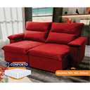 Ver imagem 1 de Sofá Retrátil Reclinável Paris 1,50m Suede Velut Vermelho Molas Ensacadas - King House