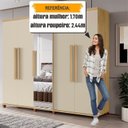 Ver imagem 5 de Guarda-Roupa Casal 5 Portas com Espelho Sapateira e 3 Gavetas Interna Munique Bege/Cinamomo/Off White
