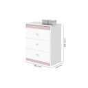 Ver imagem 3 de Cômoda CAT Linha Infantil 3 Gavetas Com Puxadores Cromados Cor Branco/Rosa JA