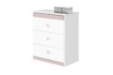 Ver imagem 2 de Cômoda CAT Linha Infantil 3 Gavetas Com Puxadores Cromados Cor Branco/Rosa JA