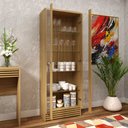Ver imagem 4 de Cristaleira 63cm com 2 Portas/5 Pratelerias em Vidro Cr6002 Tecno Mobili Natural
